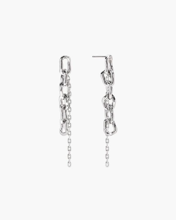 Molten Dual Chain Drop Earrings - En Route Jewelry