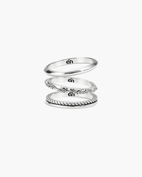 Orchid Stacking Ring Set in Silver - en route jewelry