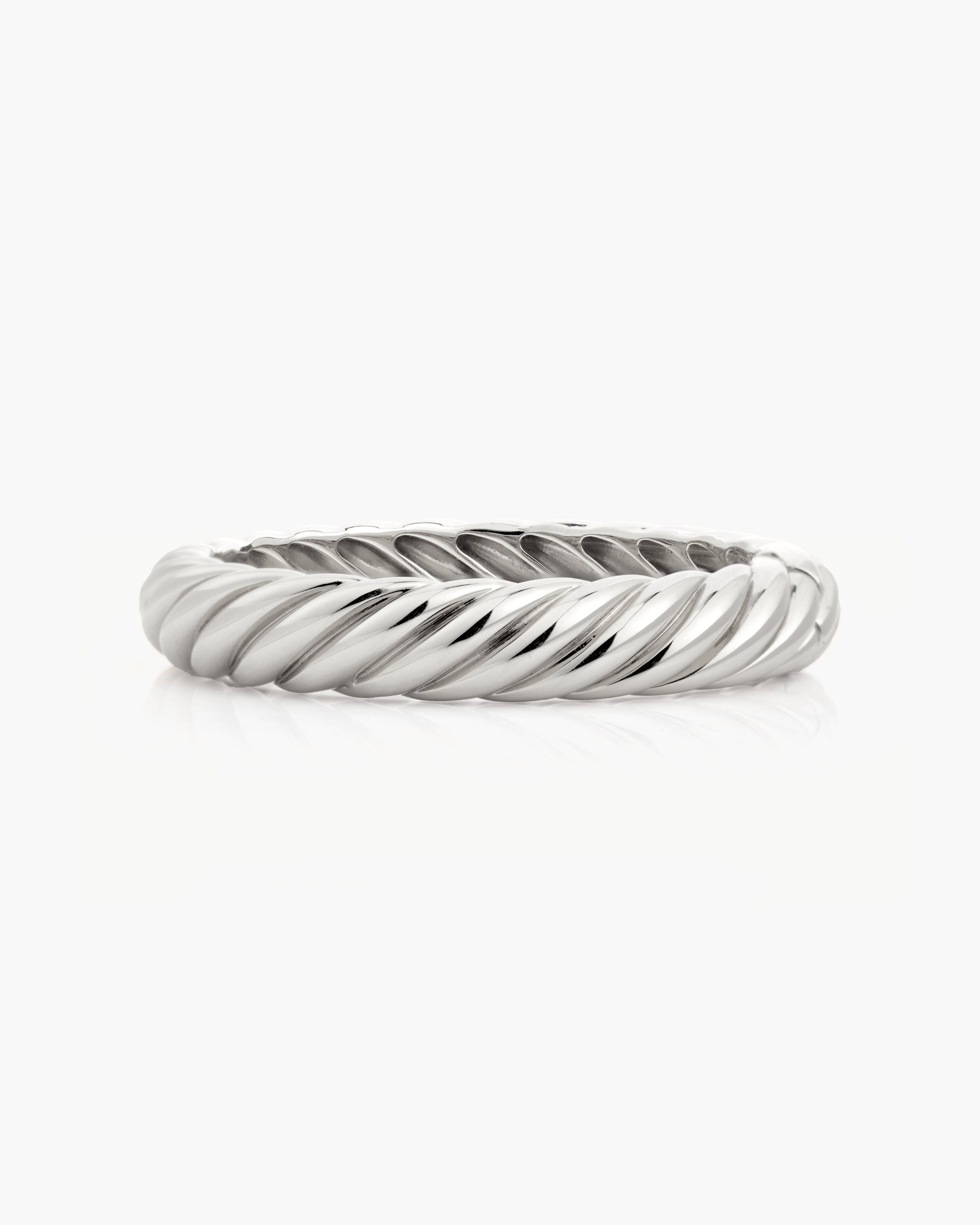 Silver Chunky Braided Bangle