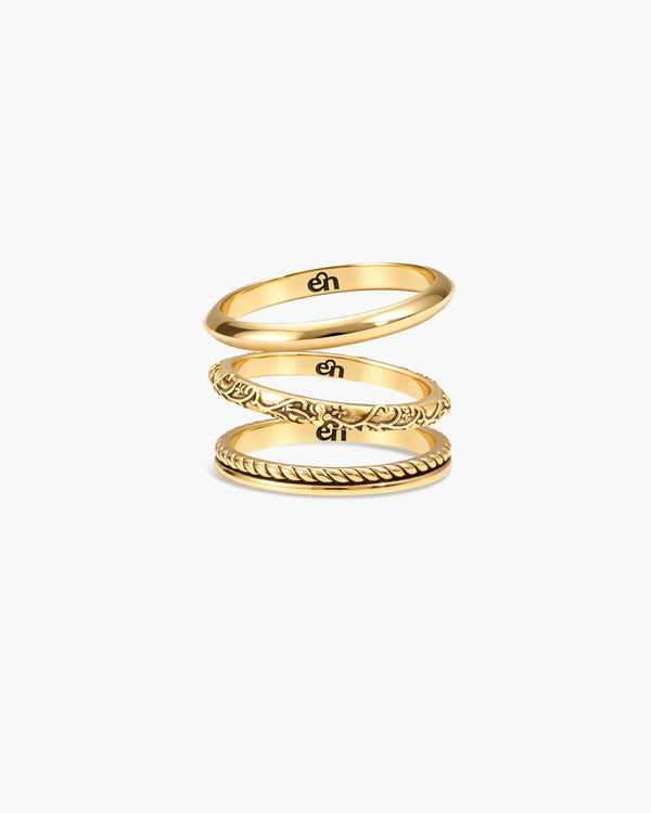 Orchid Stacking Ring Set in Gold - en route jewelry