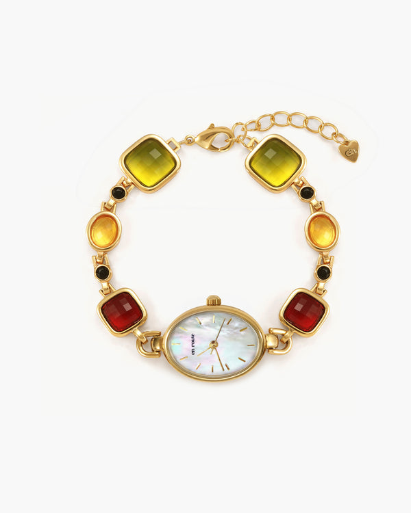 Harmonic Hour Multicolored Watch Bracelet, Harmonic Hour Multicolored Watch Bracelet in Silver - En Route Jewelry