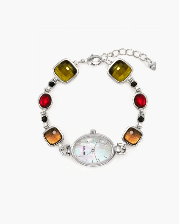 Harmonic Hour Multicolored Watch Bracelet, Harmonic Hour Multicolored Watch Bracelet in Silver - En Route Jewelry