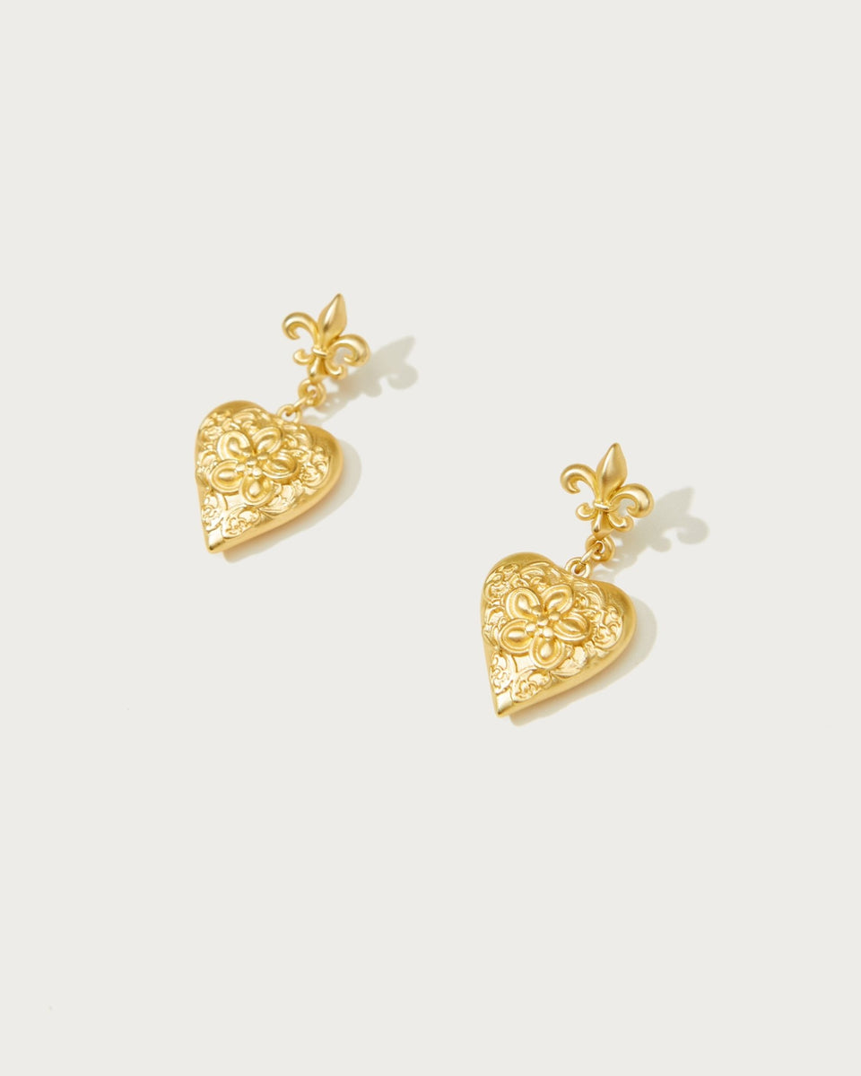 Baroque Blossom Heart Earrings | En Route Jewelry | En Route Jewelry