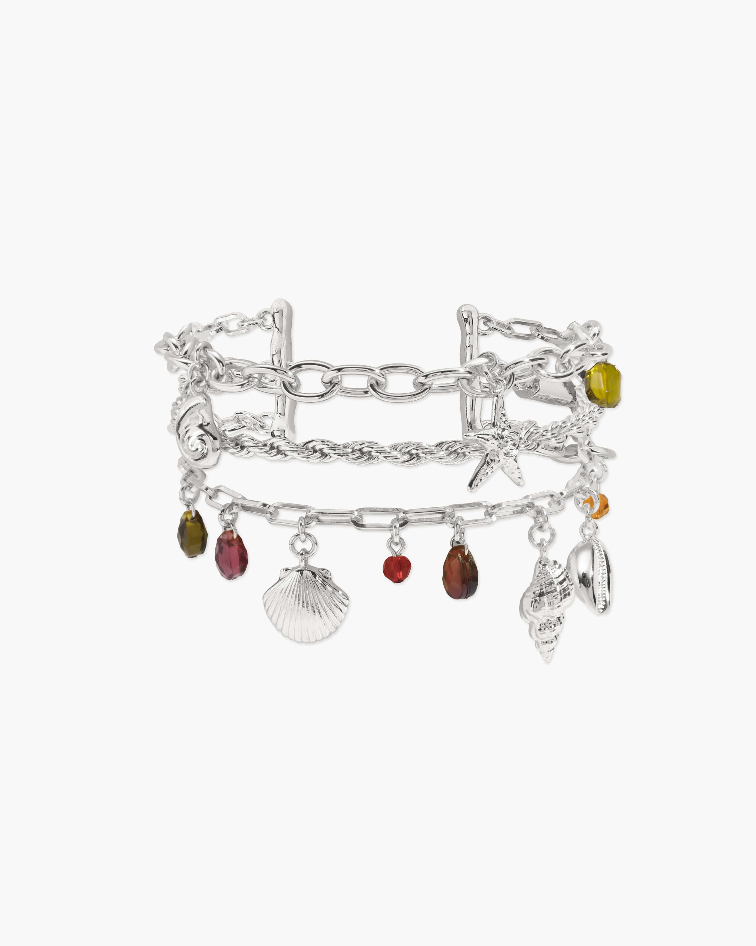 Coral Dancer Charm Bracelet in Silver