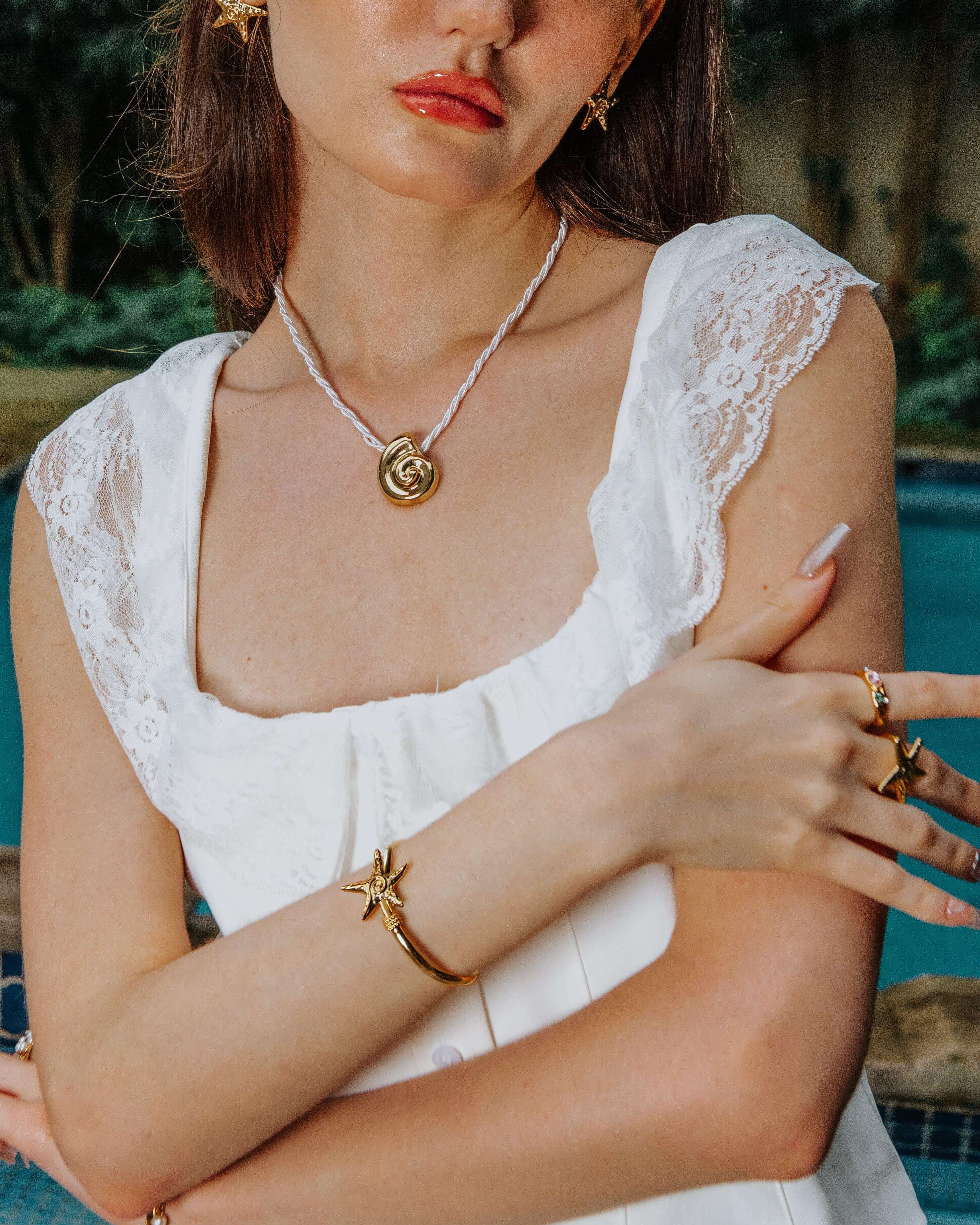 Gold Starfish Bangle - En Route Jewelry