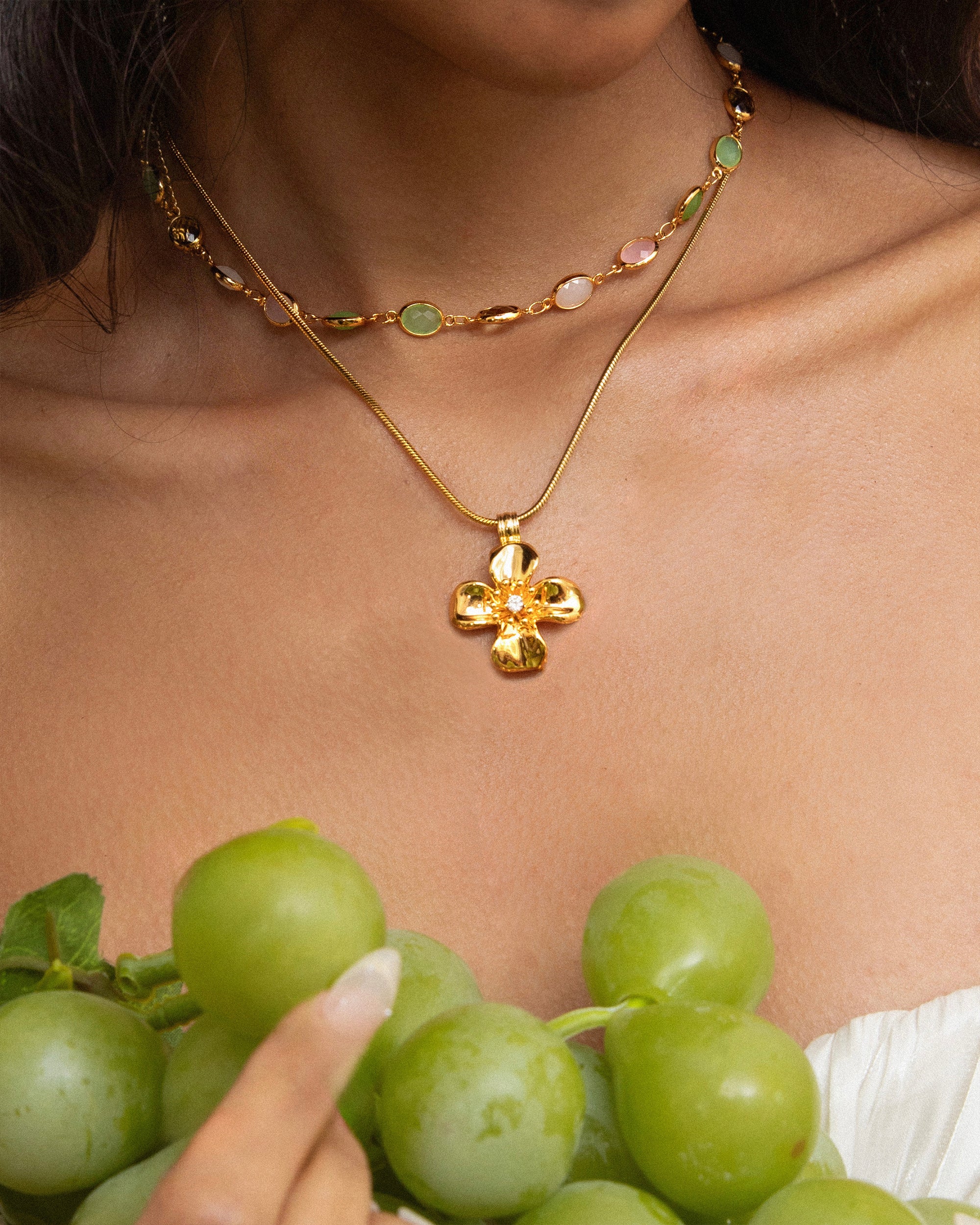 ネックレス CIRCLE FLEUR CROSS NECKLACE Cruz Flor Necklace | Gothic Floral Cross Pendant | en route jewelry