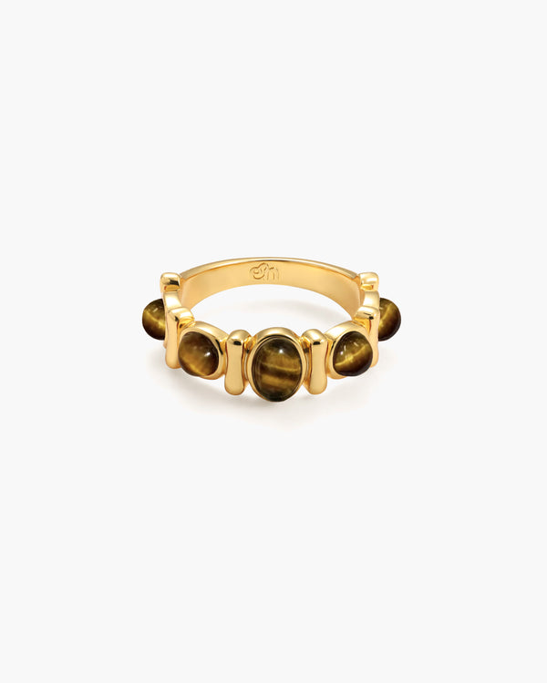 Tiger's Eye Band Ring, Carnelian Stone Band Ring, Green Aventurine Band Ring in Silver - En Route Jewelry