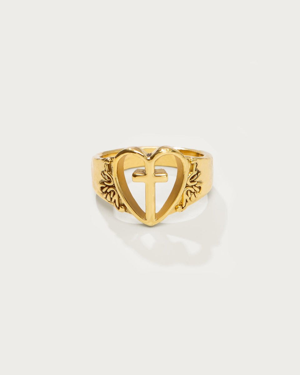 Creda Heart Cross Ring, | en route jewelry | en route jewelry