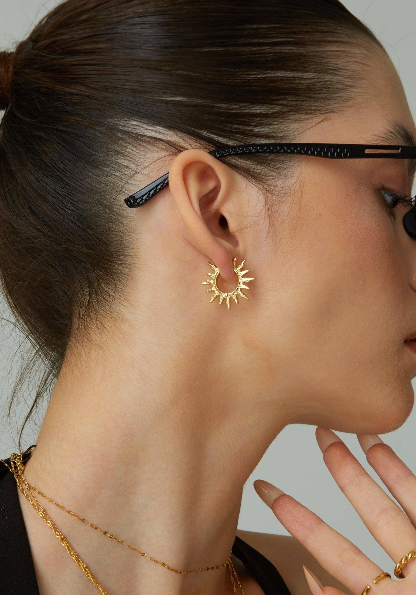 Sun Hoop Earrings - En Route Jewelry