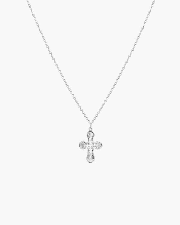 Mini Cross Pendant Necklace in Silver - En Route Jewelry
