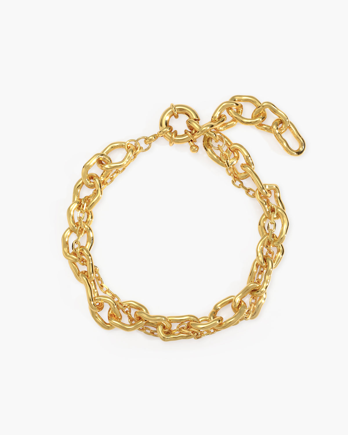 Molten Dual Chain Bracelet in Gold - en route jewelry