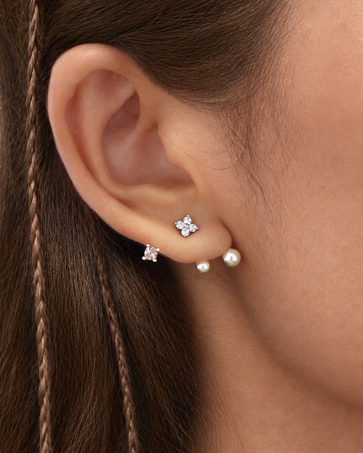 Lucky Clover Ear Jacket Studs - en route jewelry