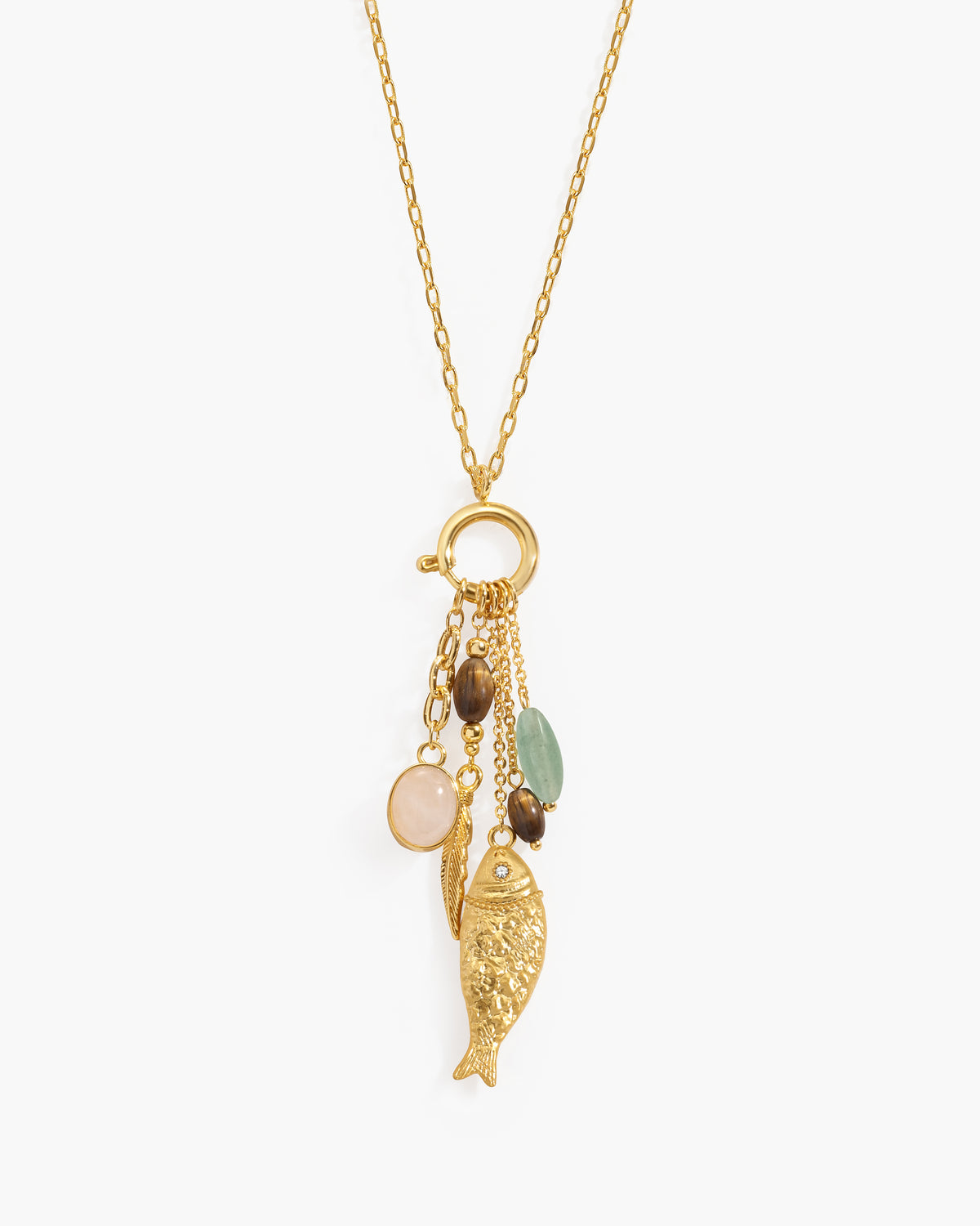 Drifter Multi-Charm-Halskette mit Fisch-Anhänger