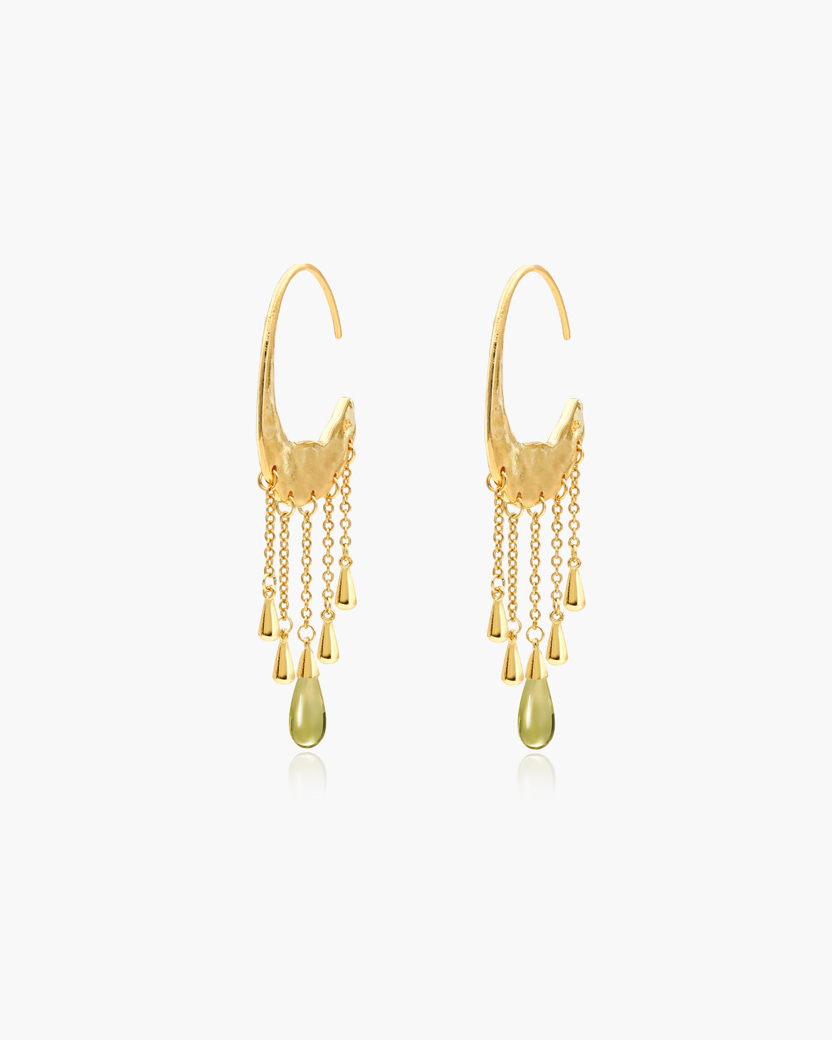 Crescent Tassel Drop Earrings in Gold