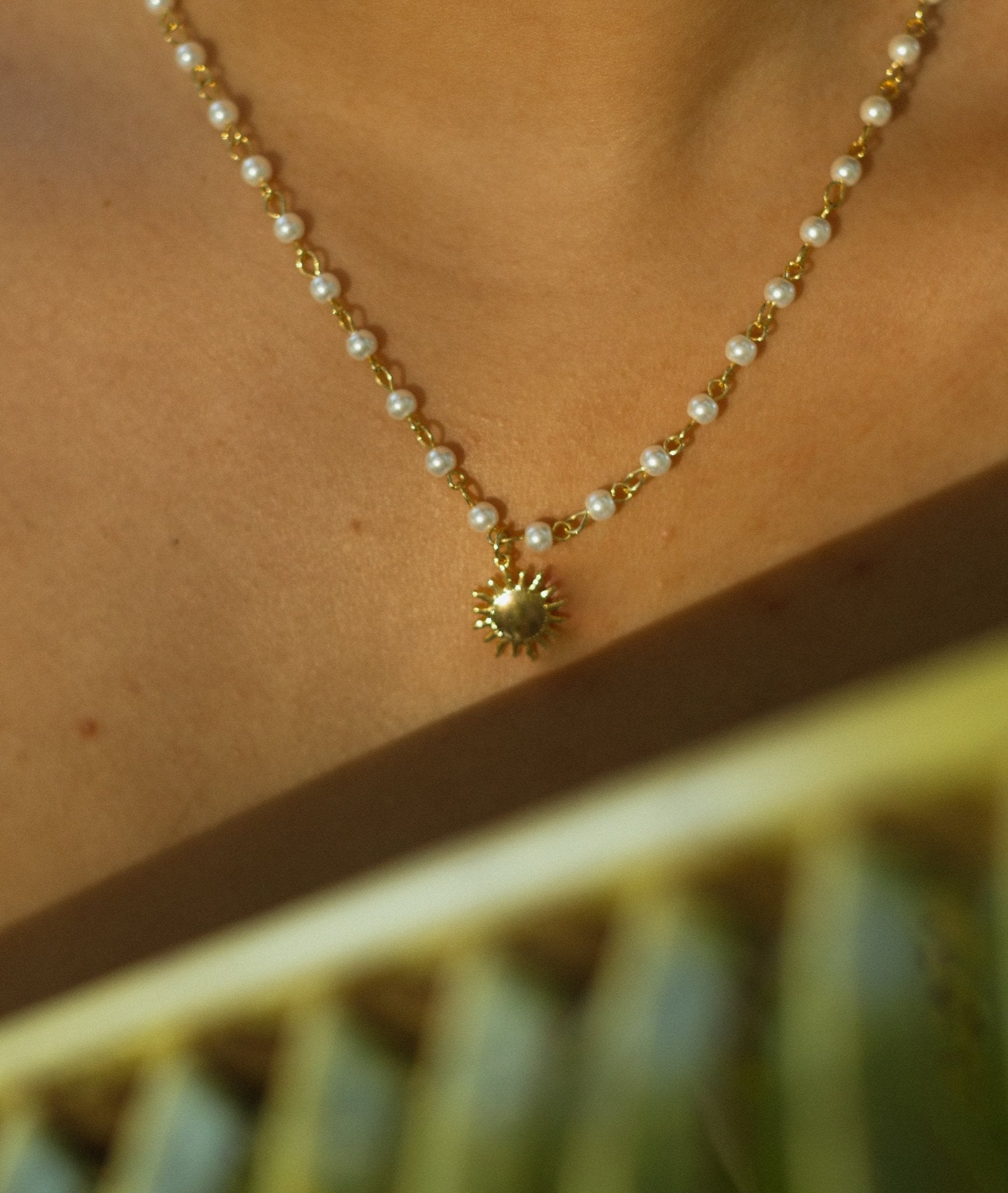 Sonnenschein Perlen Halskette