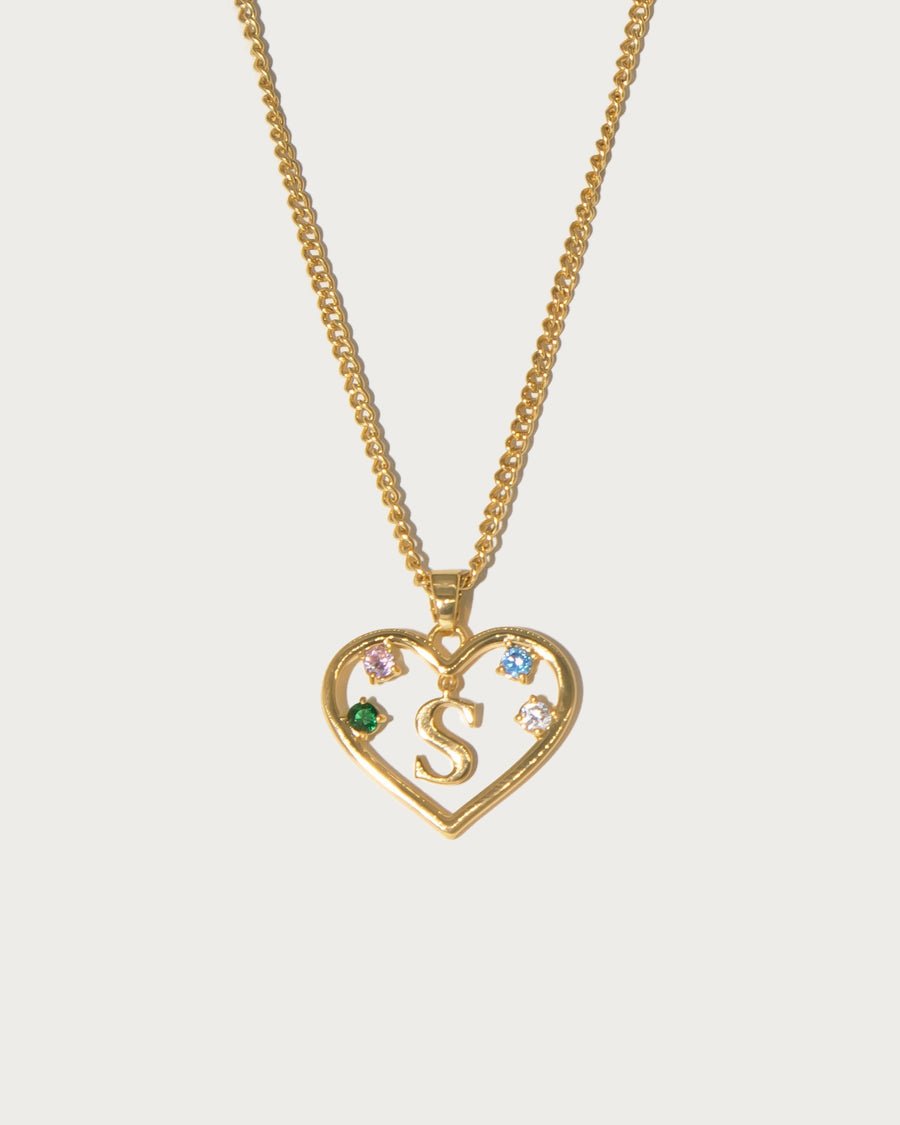 Gold Initial Heart Halskette