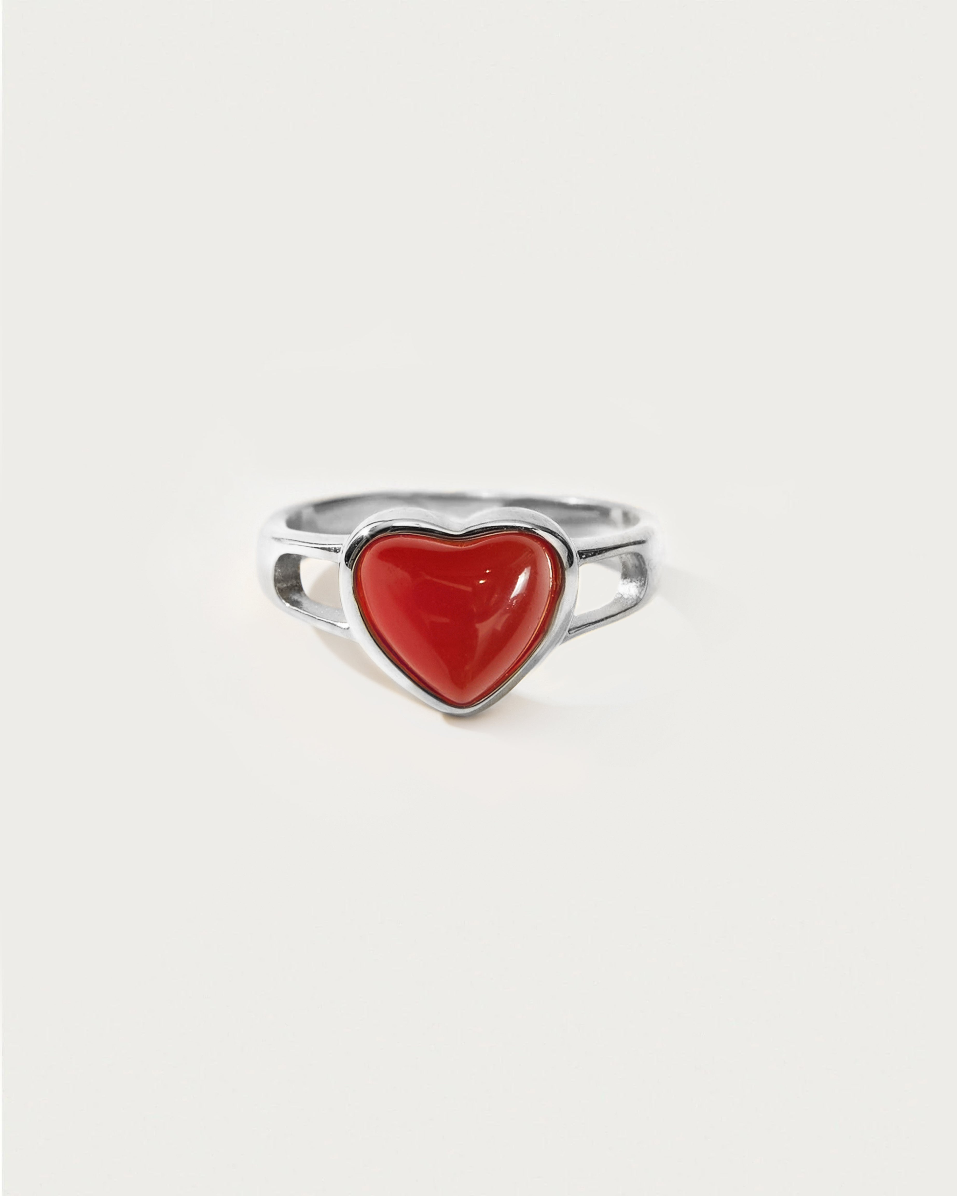 Herzring aus Silber Carnelian