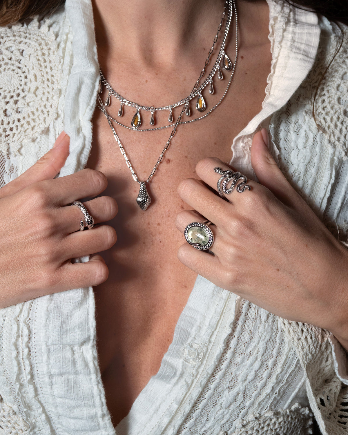 Emerge Prehnite Stone Ring