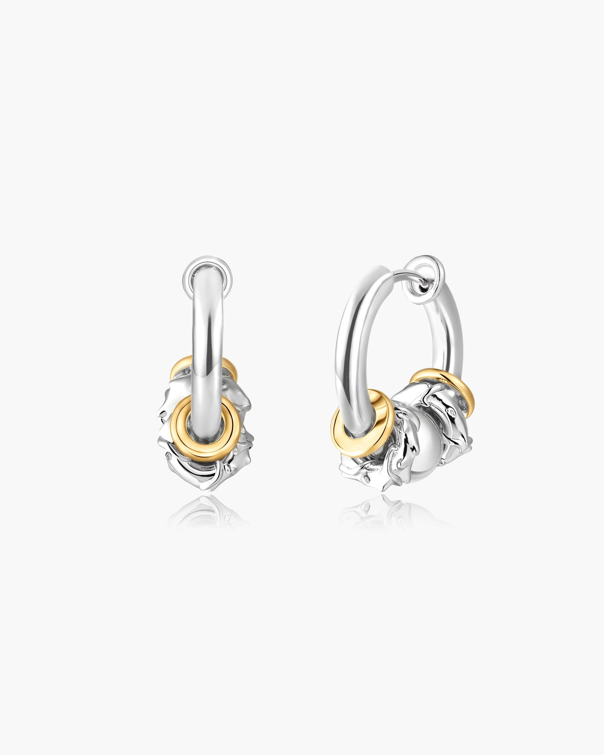 Rosa Spike Charm Hoop Earrings in Gold - en route jewelry