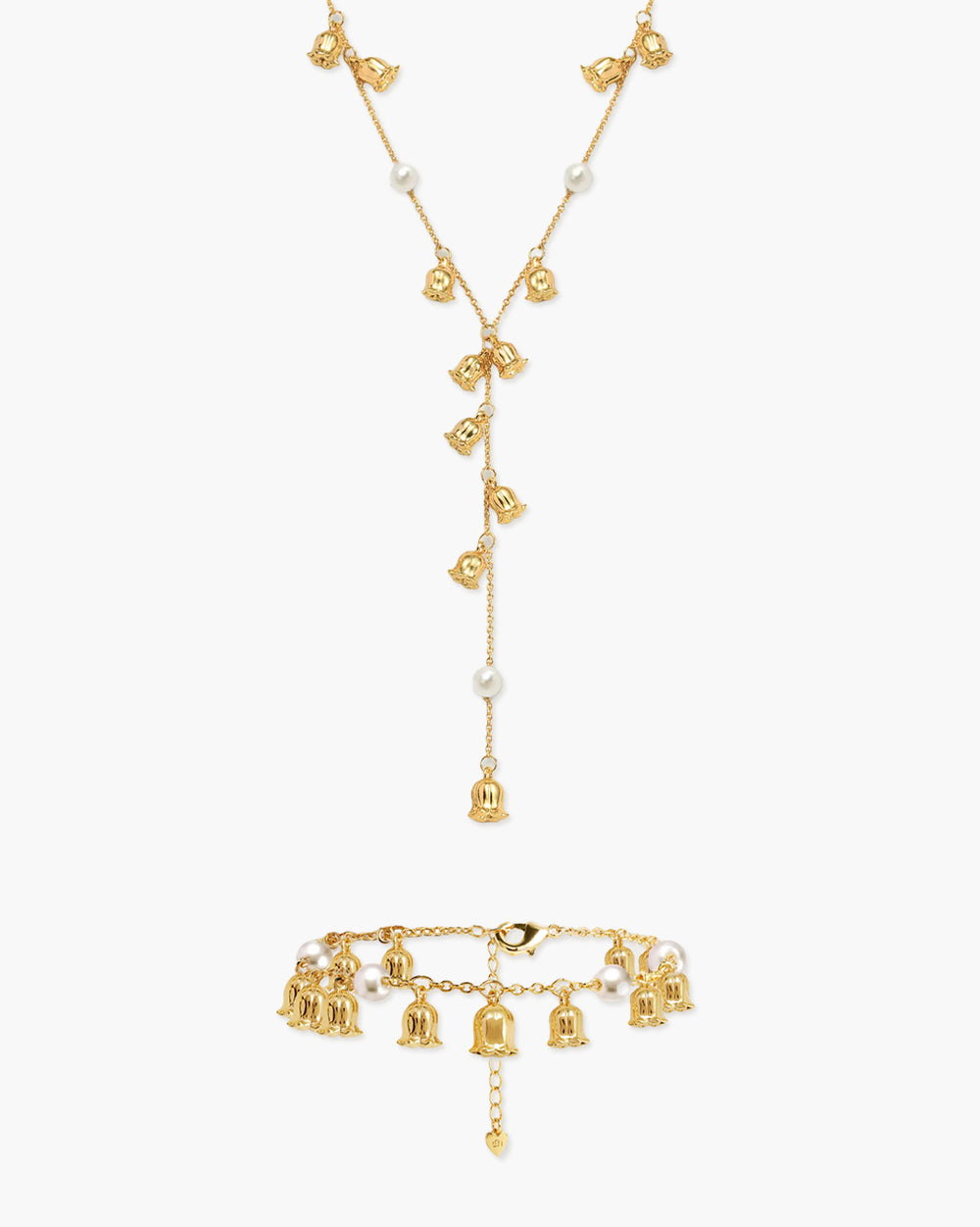 Conjunto de perlas con lirio de los valles