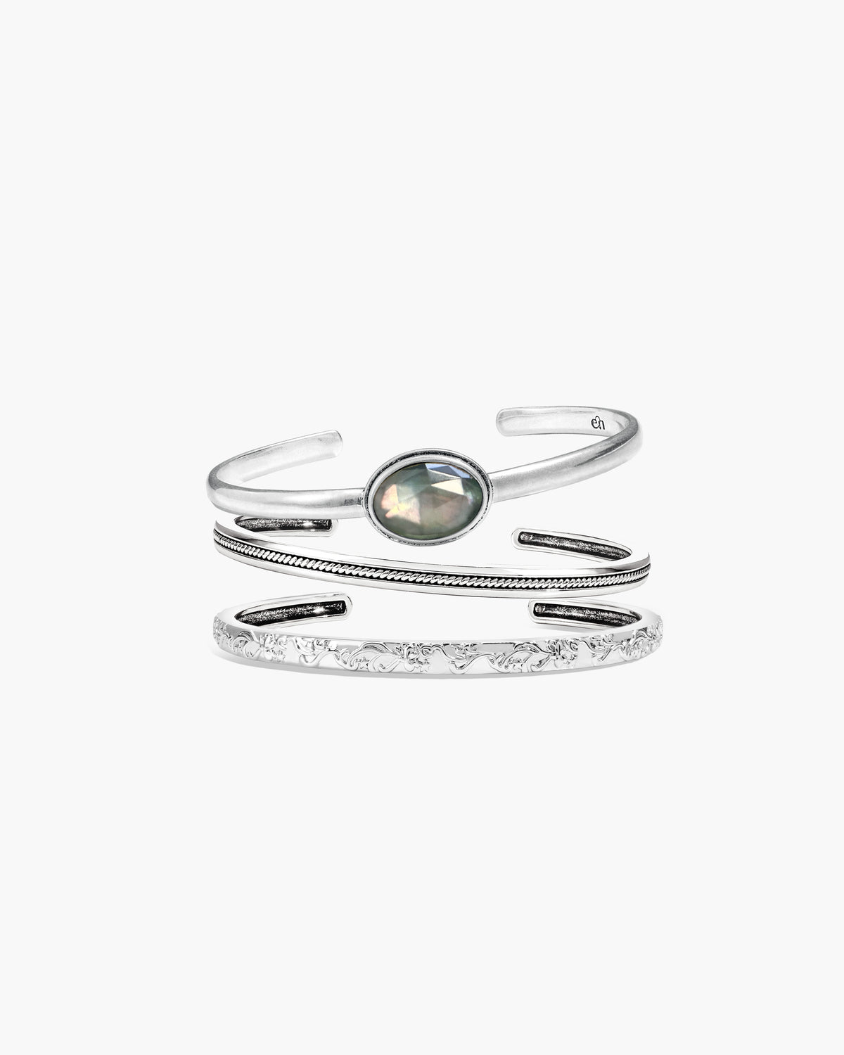 Orchid Stacking Bangle Set in Silver - en route jewelry
