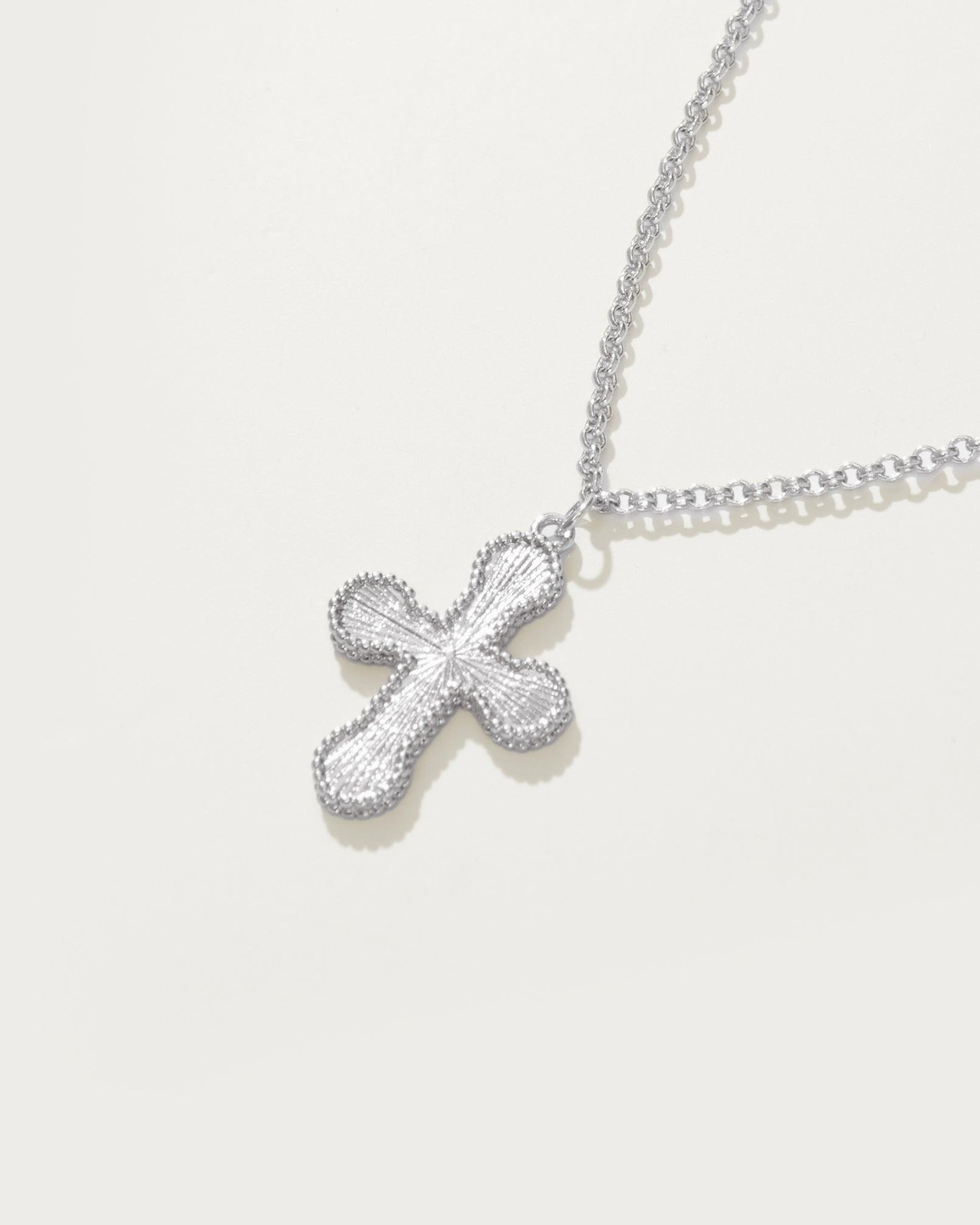 Mini Cross Pendant Necklace in Silver - En Route Jewelry