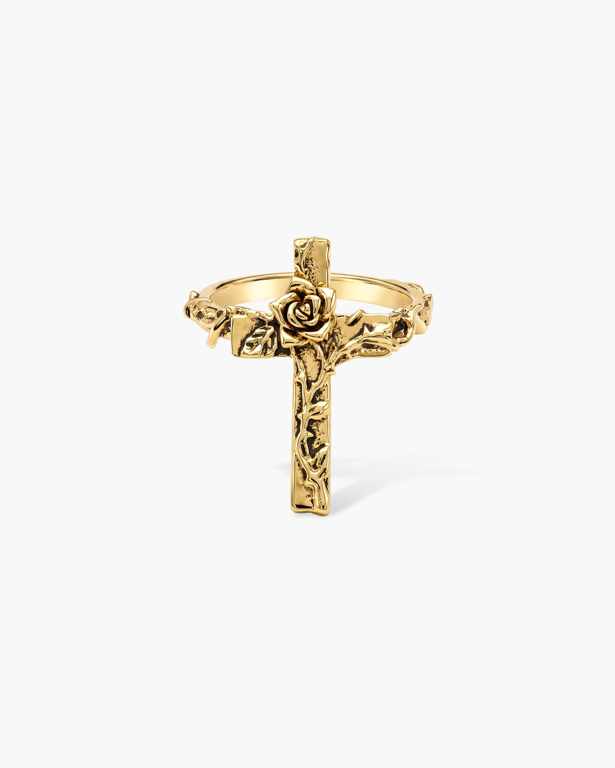 Wild Rose Cross Ring in Gold - en route jewelry