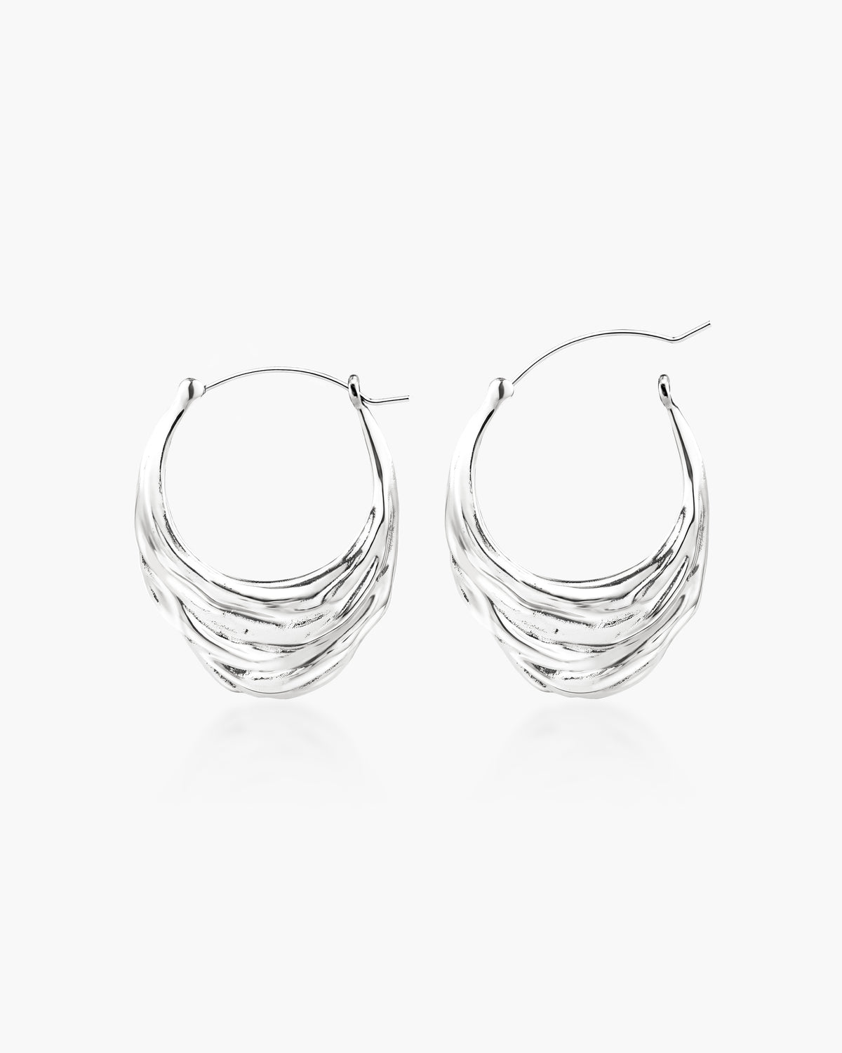 Liquid Shell Hoop Earrings in Silver - en route jewelry