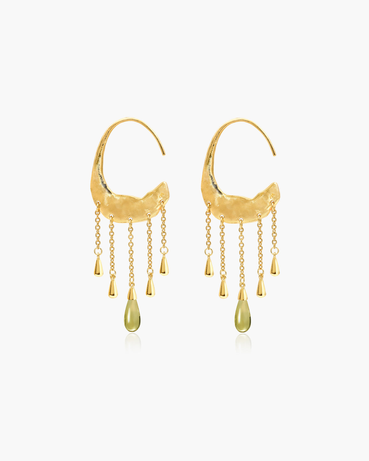 Crescent Tassel Drop Earrings in Silver