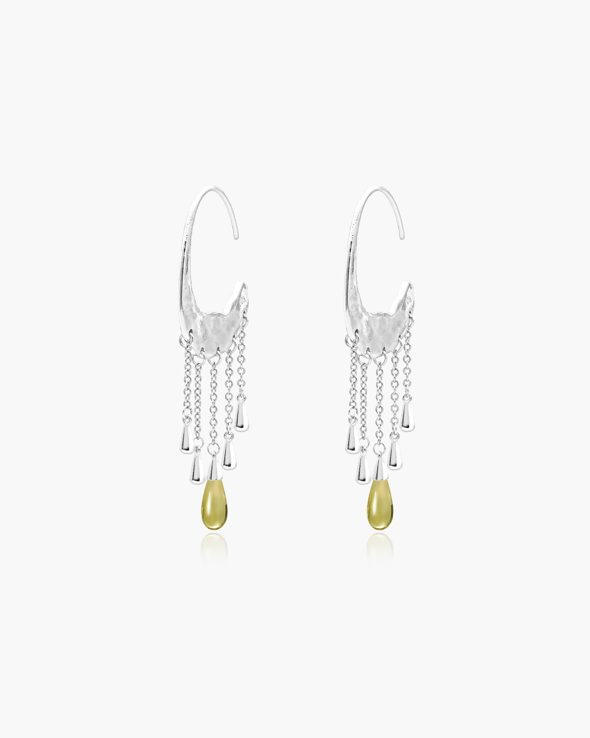 Crescent Tassel Drop Earrings in Silver