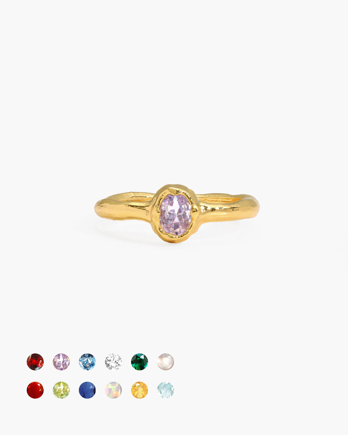 Anillo de piedra natal en oro - enero