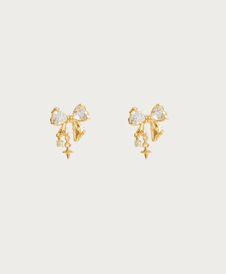 Sparkle Bow Aretes in Gold