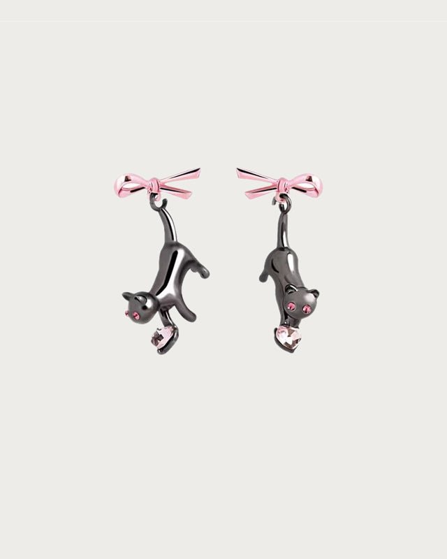 Kitty Pink Bow Earrings