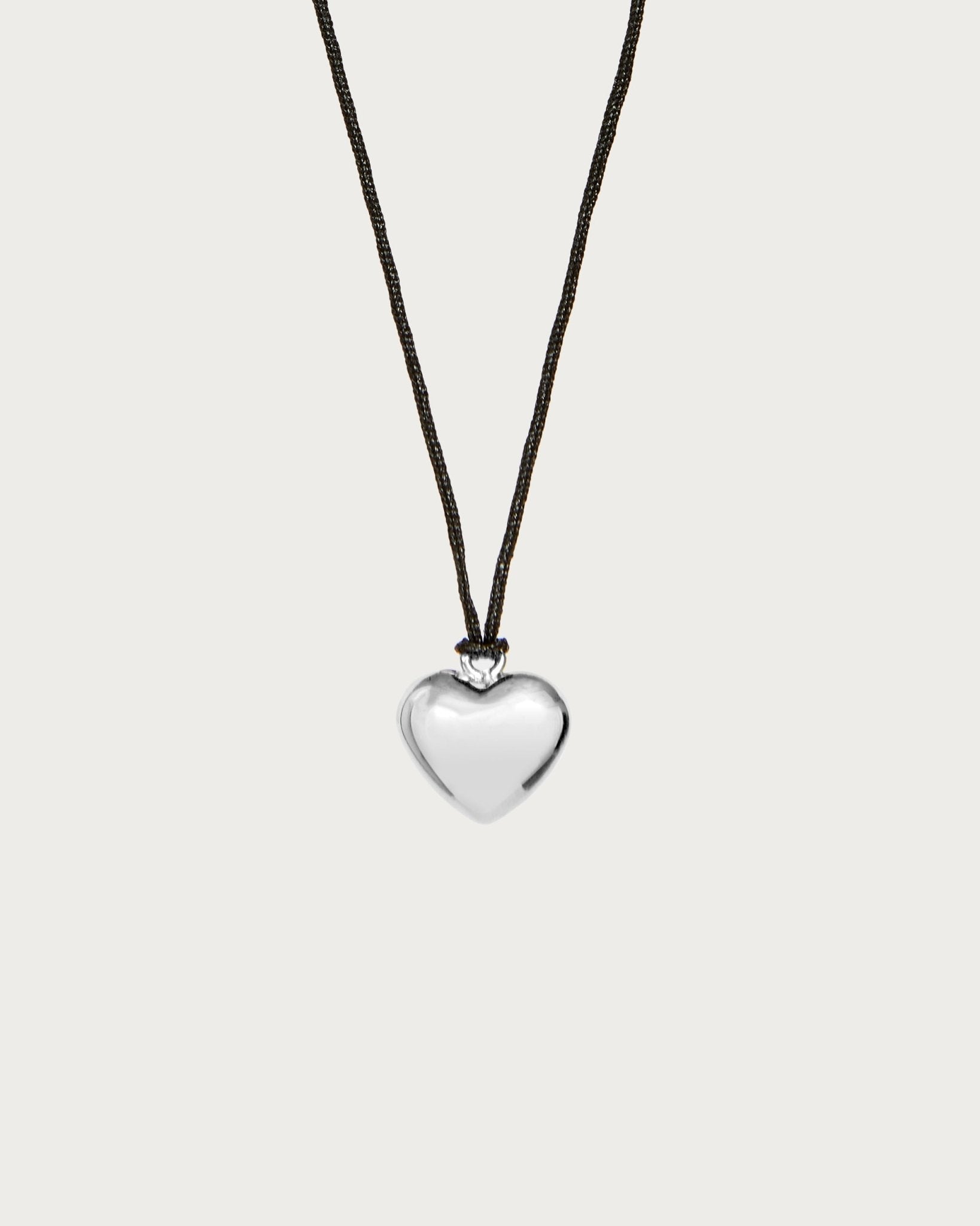 Heart Cord Necklace in Silver