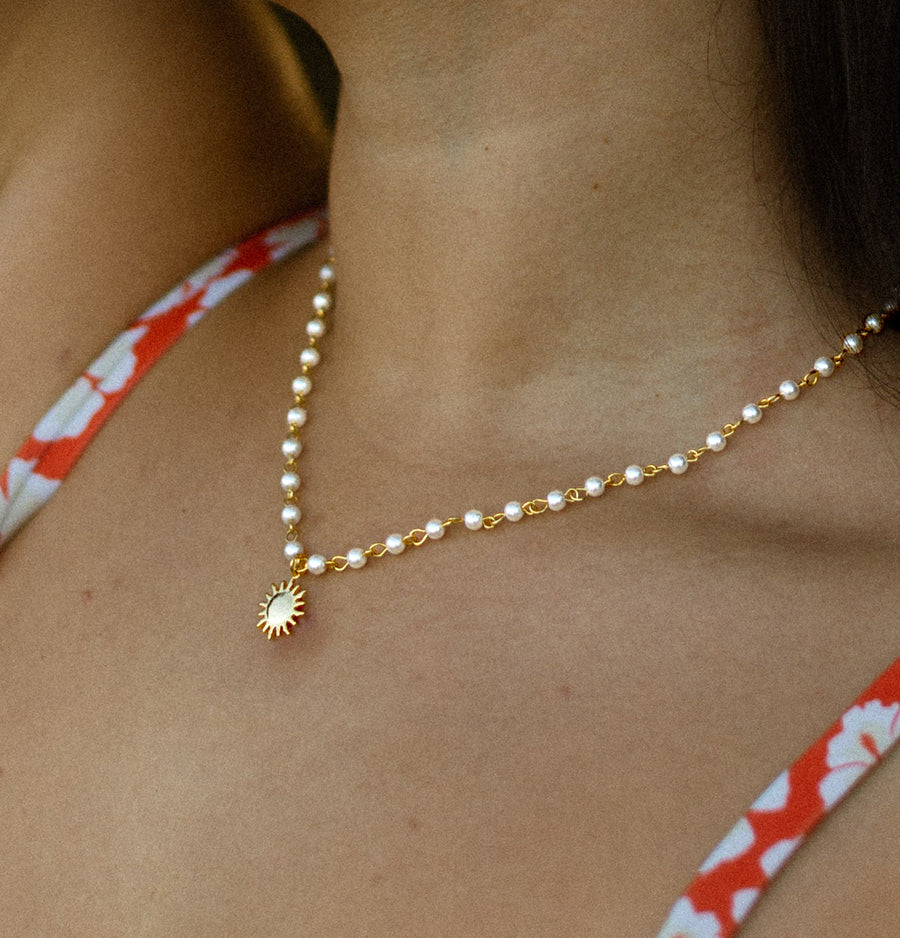 Sonnenschein Perlen Halskette