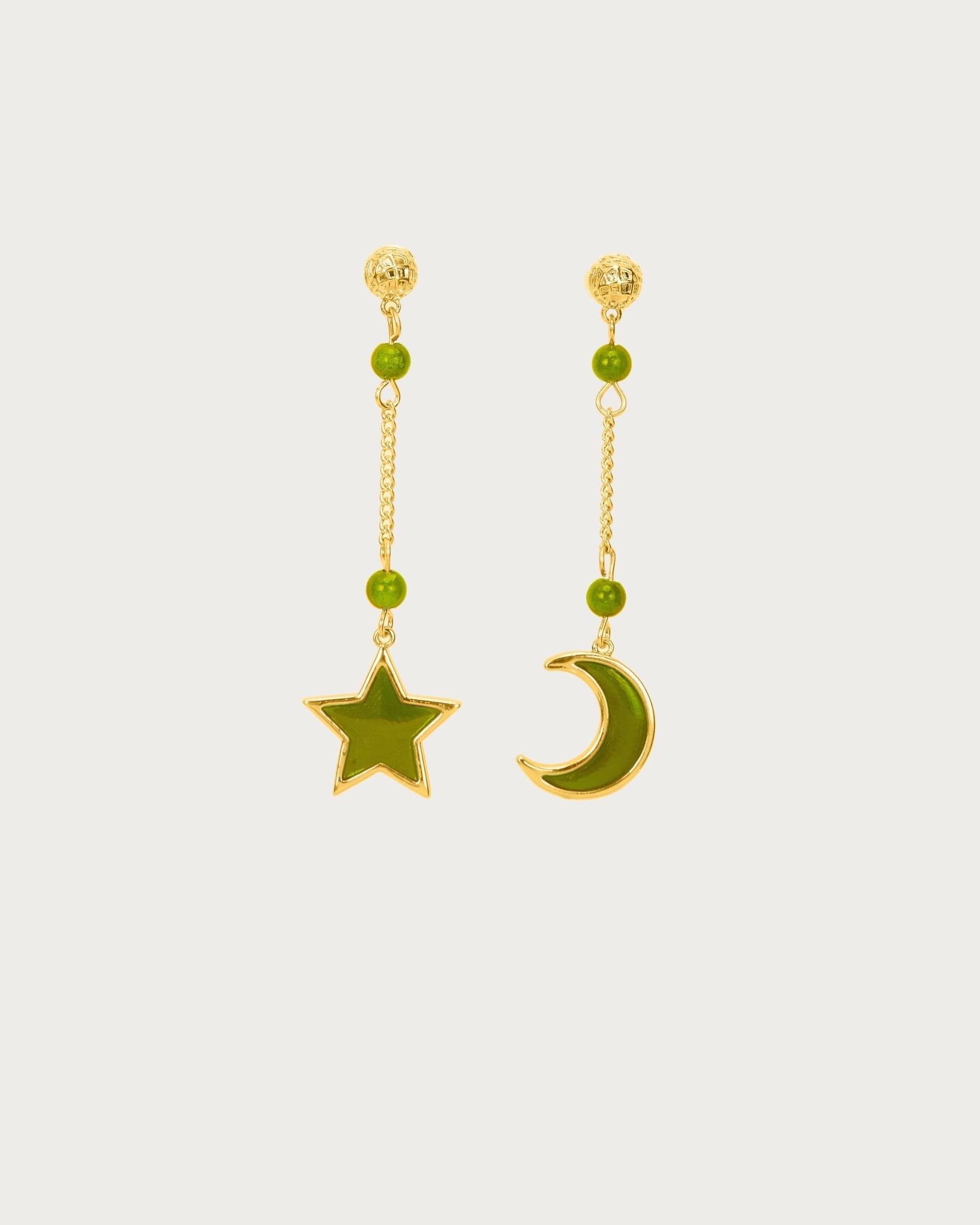 Star & Moon Dangly Earrings in Silver
