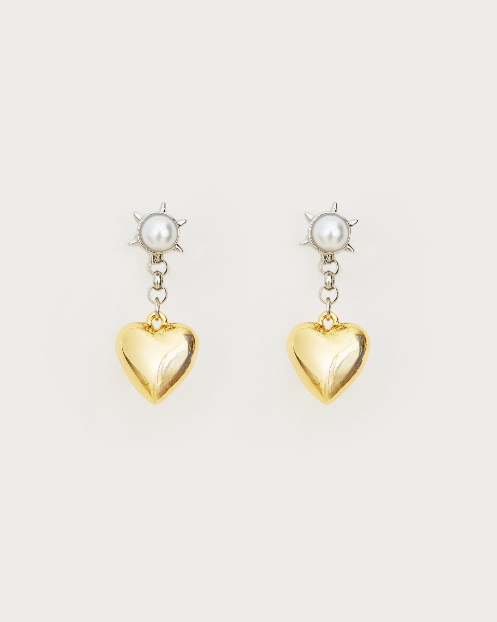 Duet Mixed Heart Earrings With Pearl