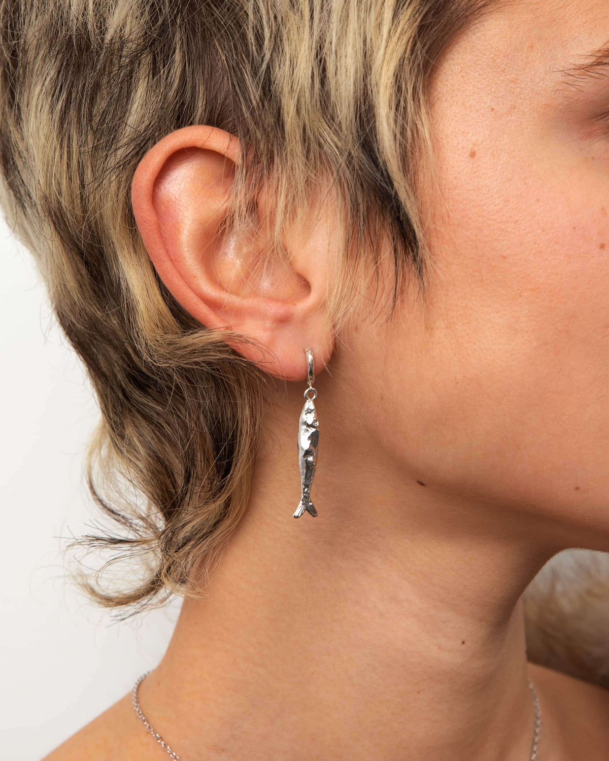 Metallic Blue Hibiscus Earrings