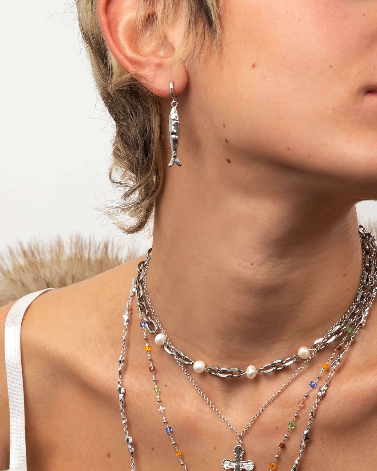 Metallic Blue Hibiscus Earrings