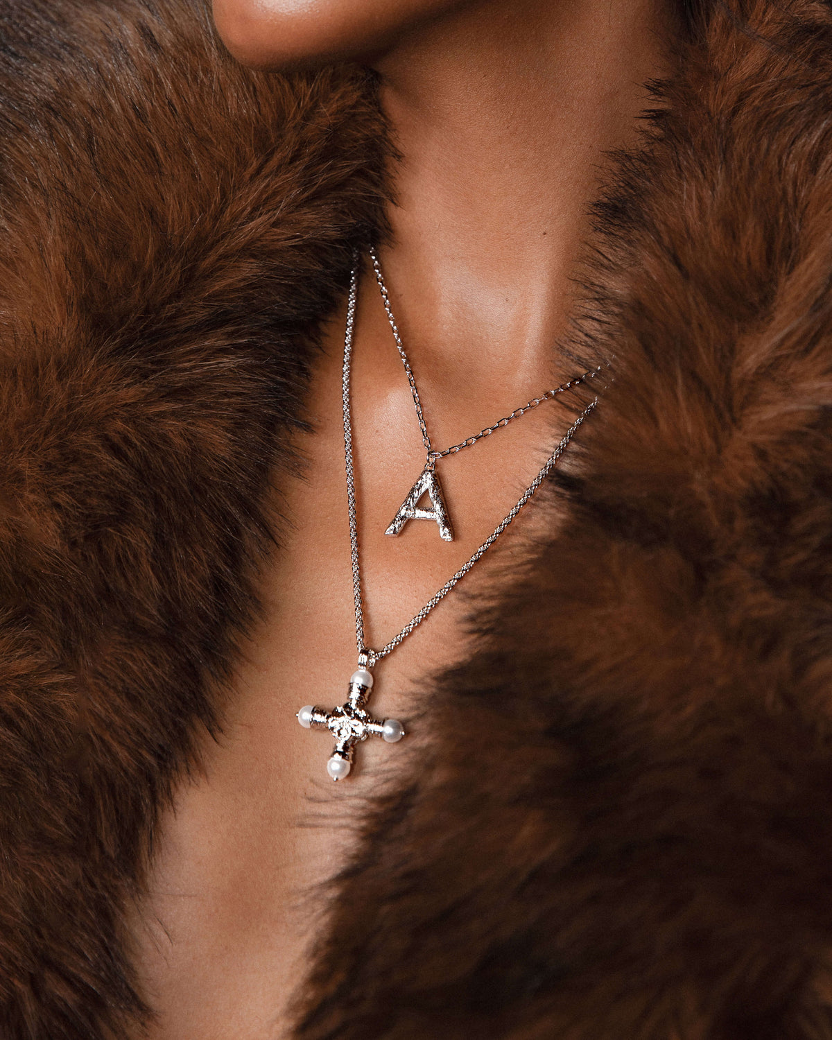 Collana a croce Florence Pearl in argento