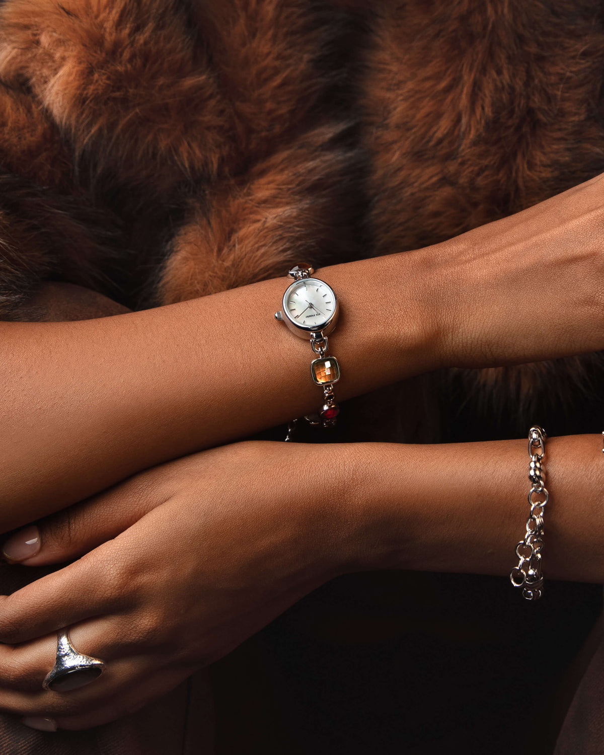 Harmonic Hour Multicolored Watch Bracelet in Silver