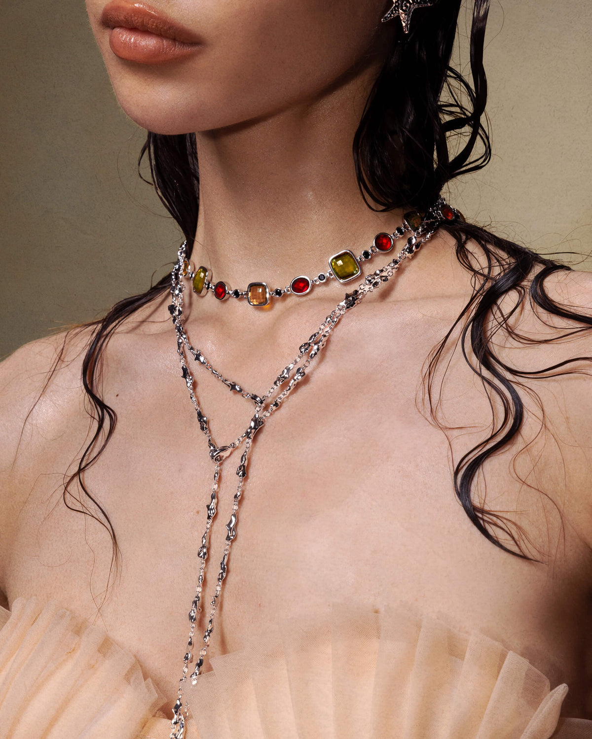 Harmonia Multicolored Necklace in Silver