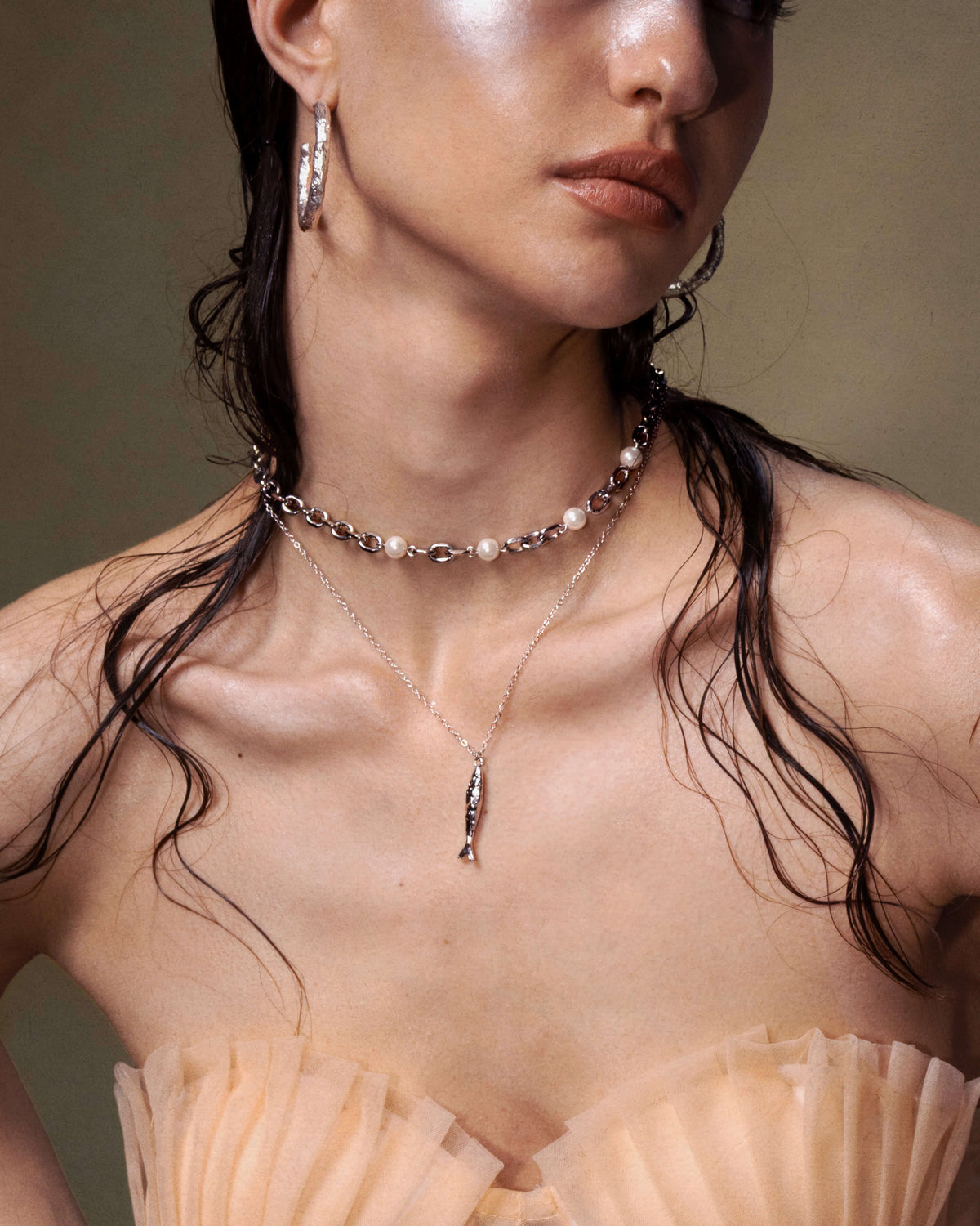 Silver Anchovy Necklace