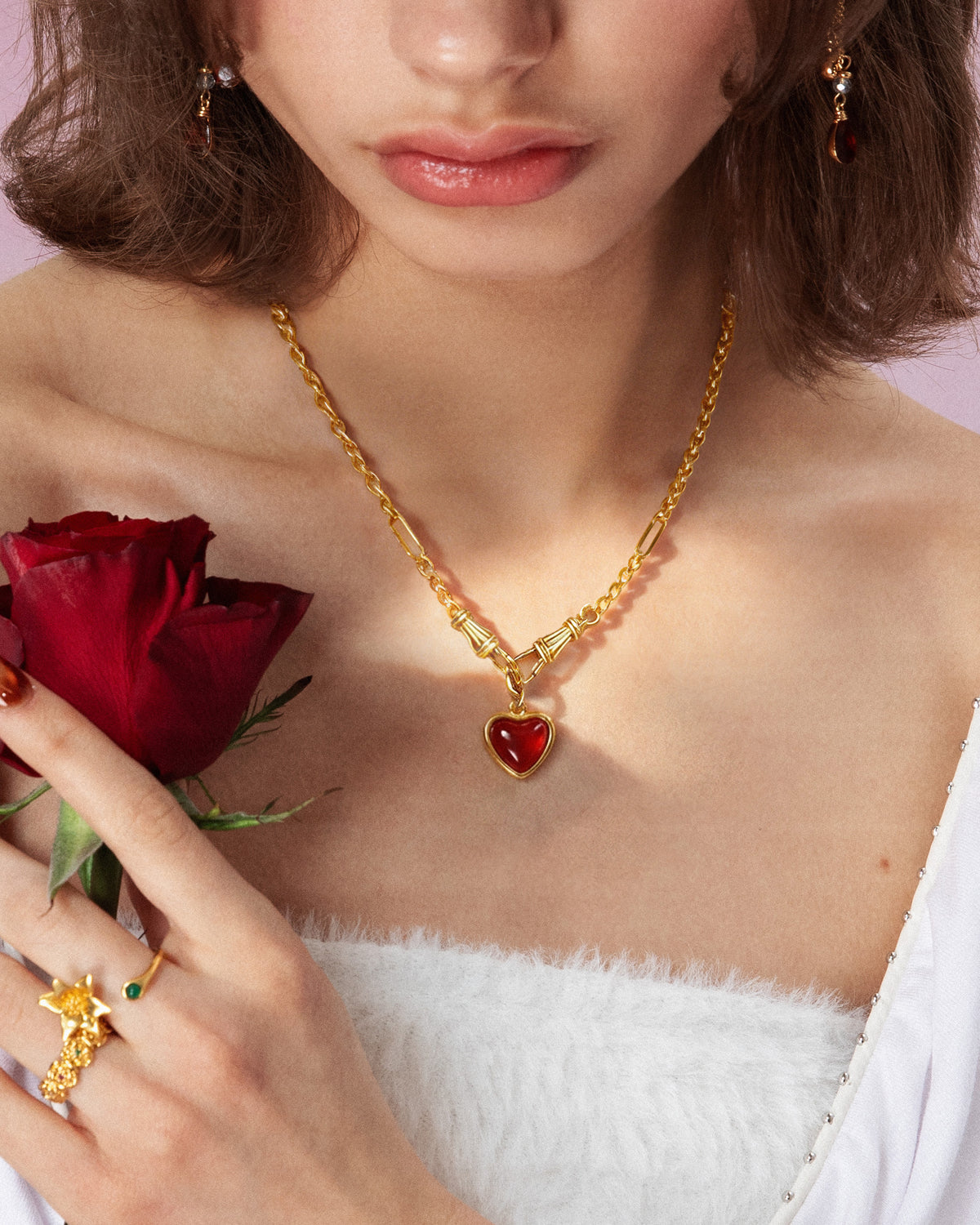 Carnelian Stone Heart Charm