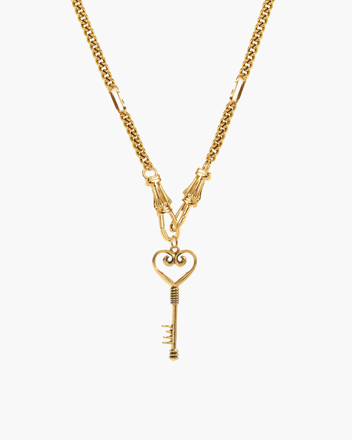 Collier chaîne à fermoir décoratif en or