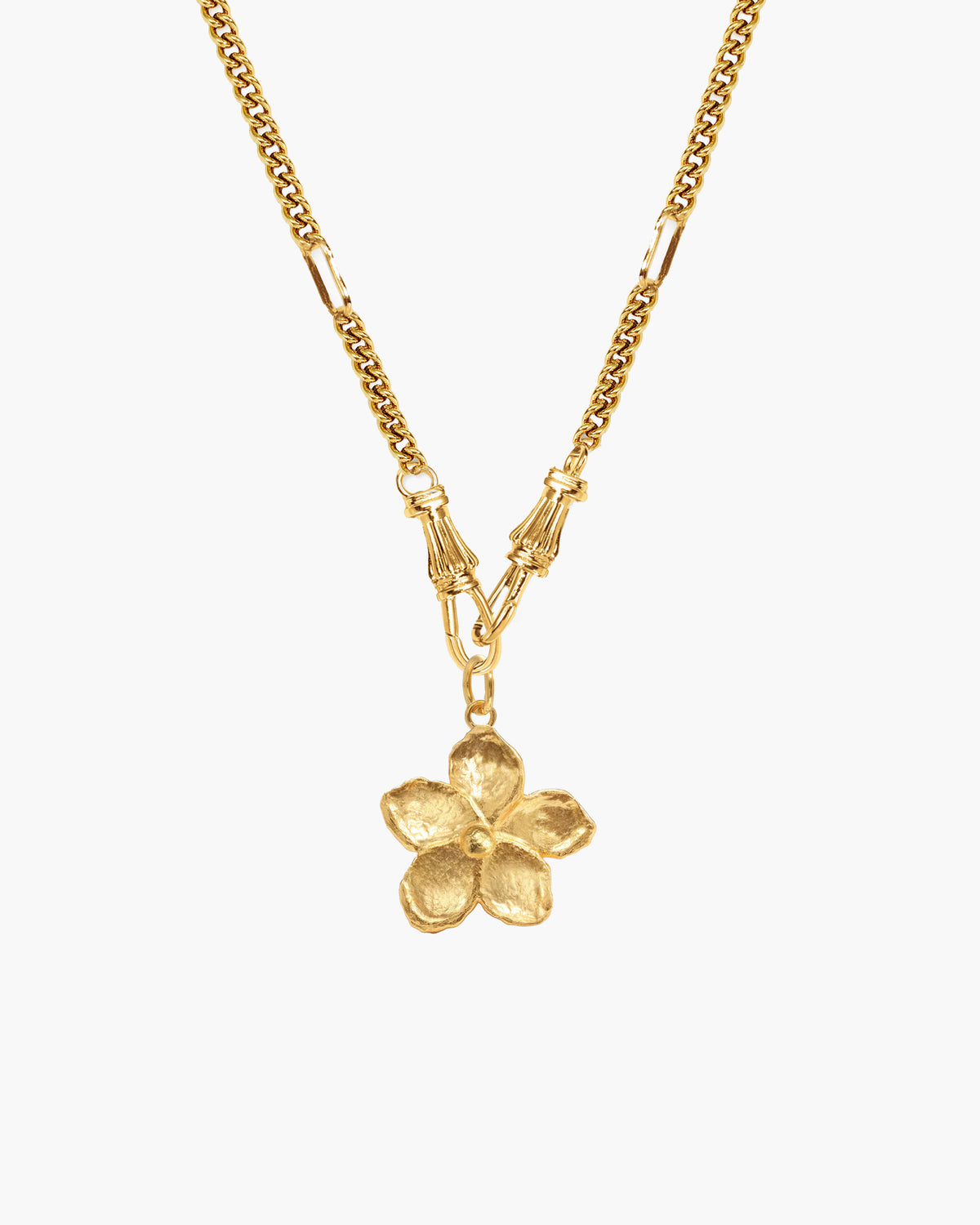 Collier chaîne à fermoir décoratif en or