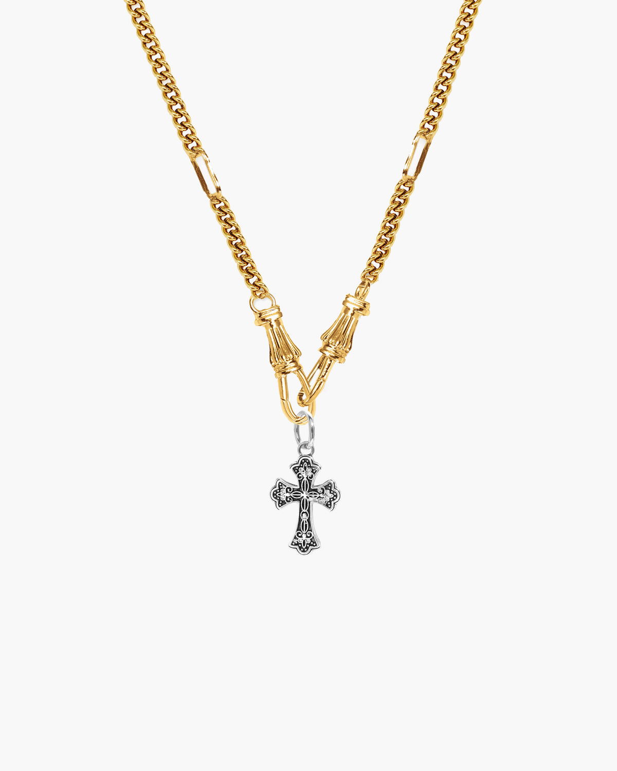 Collier chaîne à fermoir décoratif en or