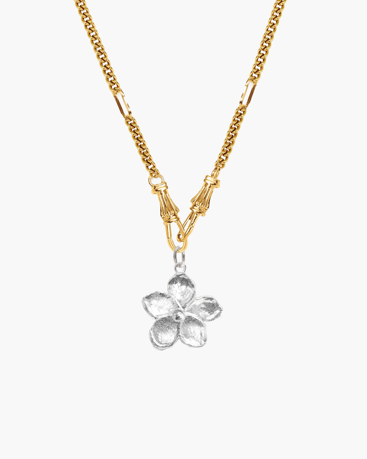 Collier chaîne à fermoir décoratif en or