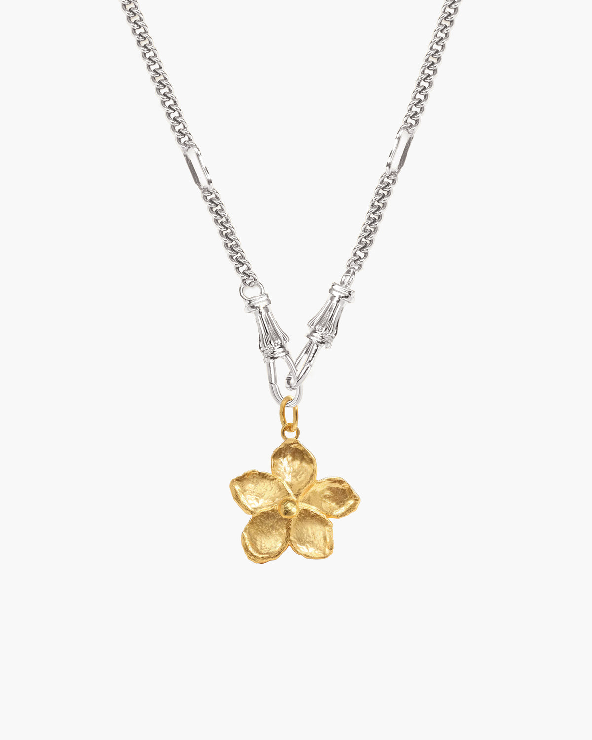 Collier chaîne à fermoir décoratif en or