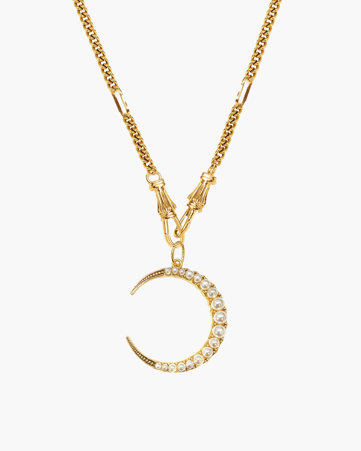 Collier chaîne à fermoir décoratif en or